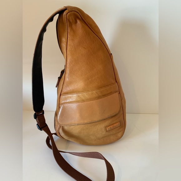 L.L. Bean Bags Ameribag Tan Leather Leather Sling Bag By Ll Bean